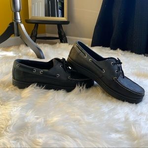 Sperry Top Sider Mens Leather Boat Shoes 12 Black